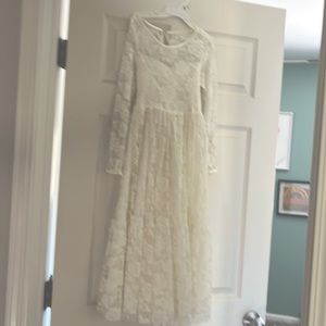 Girls lace overlay long dress